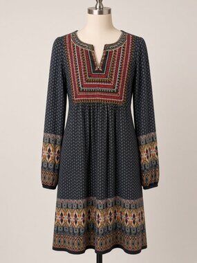 White Mark Women's Atarah Small Embroidered Sweater Dress
